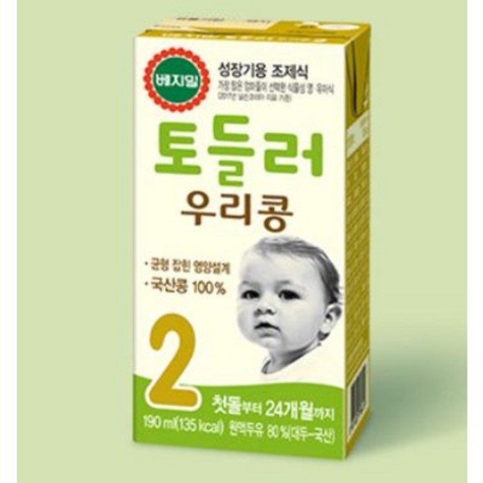 베지밀 토들러 우리콩 2단계 유아식 두유 190ml, 원액두유, 16개 대표 이미지 - 베지밀 추천