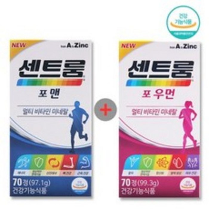 센트룸 성인 남녀 종합비타민 2종 (포맨 70정 + 포우먼 70정) 멀티비타민, 1세트 대표 이미지 - 여자 영양제 추천