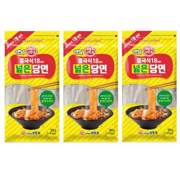 오뚜기 중국식18mm 넓은당면 300g 3개 납작 사리면 대표 이미지 - 중국 당면 추천