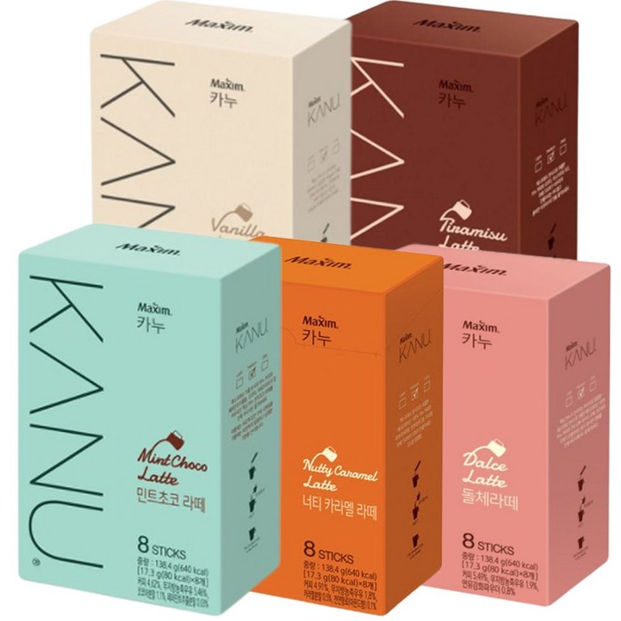 동서 카누 라떼 8T 5종 각 1개씩(바닐라+민트초코+너티카라멜+티라미수+돌체), 1세트 대표 이미지 - 바닐라라떼 추천