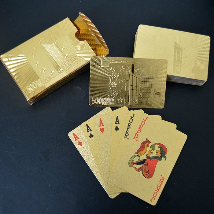 품질 24K 골드 카드 놀이 포커 방수 게임 데크 골드 호일 포커 세트 플라스틱 매직 방수 카드 선물 내구성 포커|카드 패|, 1개, mini, 단일