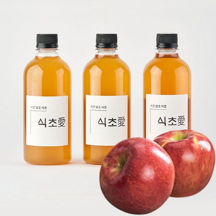 어썸네이처 수제 천연 발효 파인애플식초 생강식초 숙성사과식초 100% 원액 500ml 비니거 클렌징주스 클렌즈 식초 주스 클렌징음료 숙취해소 파인애플 식초 디저트차, 9.사과식초500ml_3개 대표 이미지 - 폰티 식초 추천