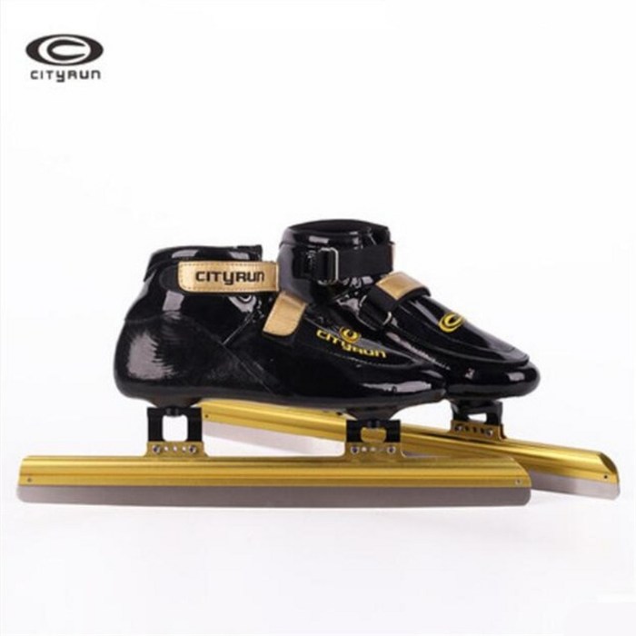 Cityrun 짧은 트랙 전문 아이스 스케이트 신발 430mm 410mm 380mm 나이프 유리 섬유 인라인 속도 patines 5, 01 black golden_01 35_01 CHINA