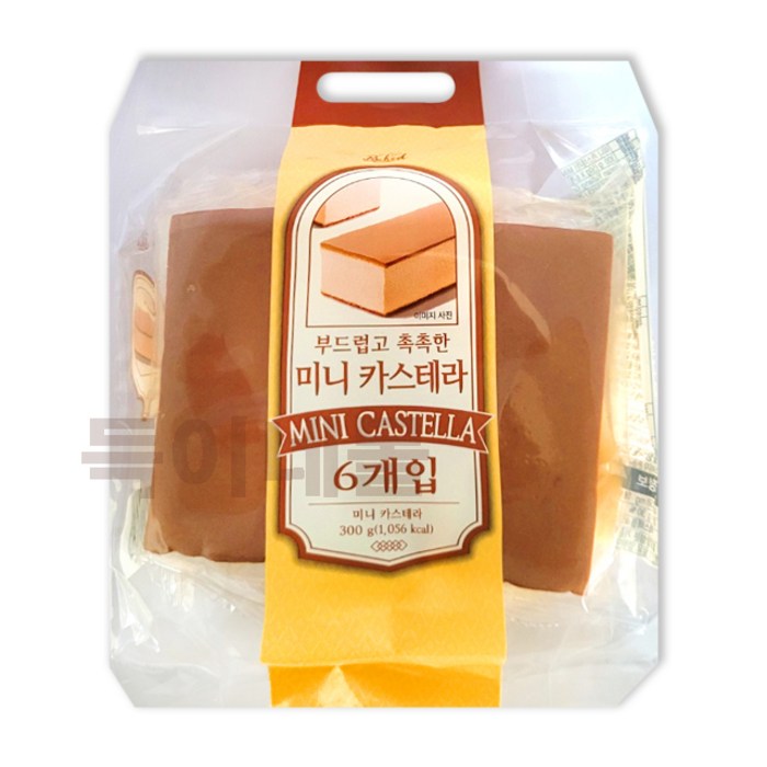 미니카스테라 6입/간식빵/부드러운페스츄리/마늘빵/카스테라, 300g, 1개 대표 이미지 - 허니브레드 추천