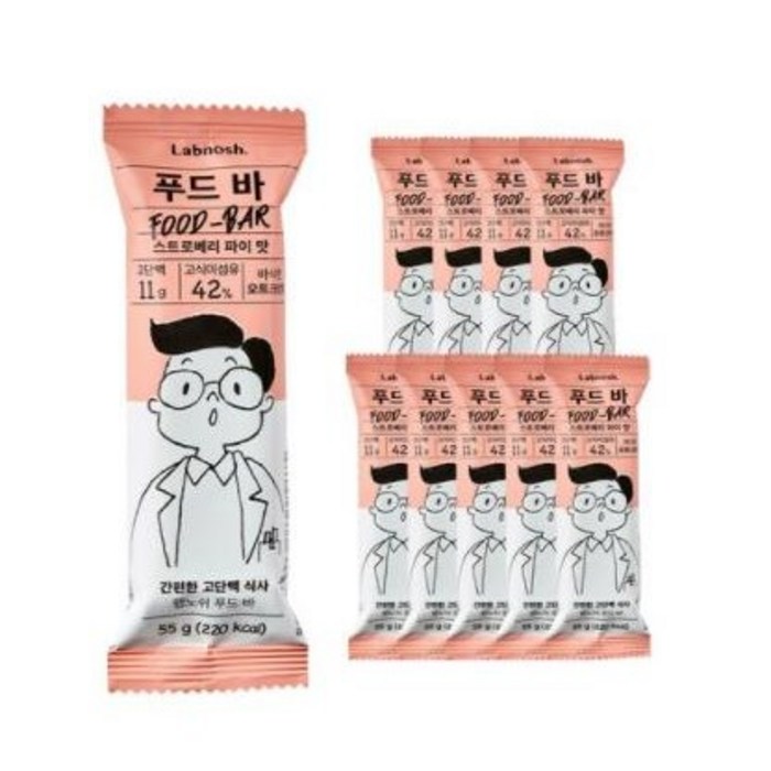 랩노쉬 푸드바 스트로베리파이, 55g, 10개 대표 이미지 - 랩노쉬 추천