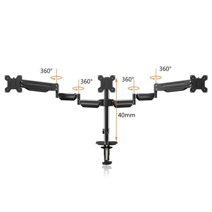 헤비모니터암 회전 가스 스프링 조절식 데스크탑 듀티 세로 루나랩, 3스크린 클램프 모델 대표 이미지 - 고중량 모니터암 추천