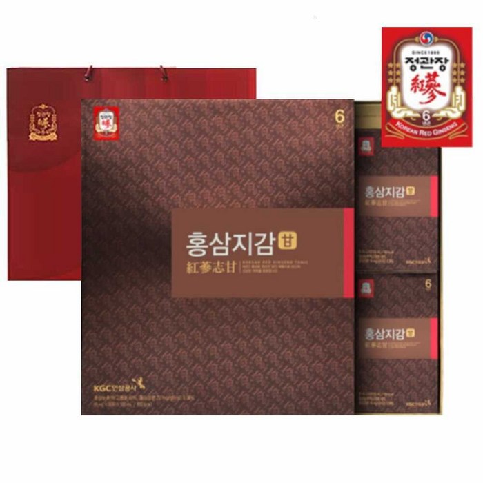 정관장 6년근 홍삼진액 홍삼지감 골드 + 선물용 쇼핑백, 50ml 5포 x 6박스 + 선물용쇼핑백 대표 이미지