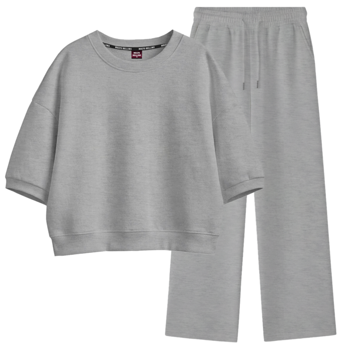 몰토벨리노 SF 무지 오버핏 세미크롭 반팔 맨투맨 트레이닝 상하세트