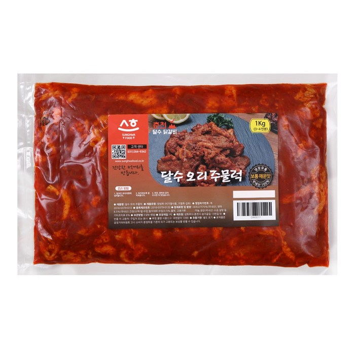 당일제조 달수오리주물럭 국내산재료100% 냉장오리불고기 1kg, 1팩 대표 이미지 - 오리주물럭 추천