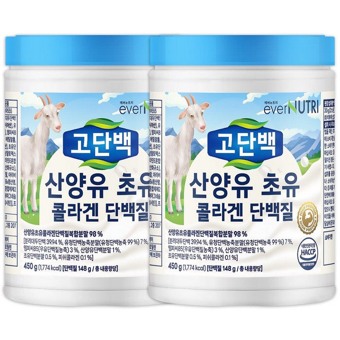 에버뉴트리 고단백 산양유 초유 콜라겐 단백질, 2개, 450g 대표 이미지 - 초유단백질 추천