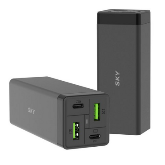 스카이 필 65W PD PPS USB C타입 4포트 고속 멀티 충전기 어댑터 + AC 전원 케이블 1.5m, 블랙, 2개 대표 이미지 - 스카이 충전기 추천