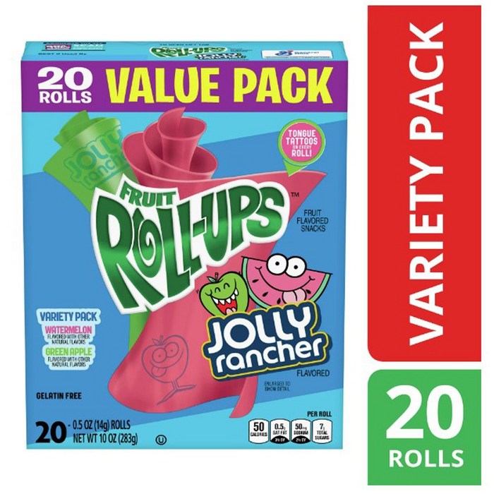 후르츠 롤업 젤리+졸리랜처 버라이어티팩 20개입 Fruit Roll-Ups Fruit Flavored Snacks, 283g, 1개 대표 이미지 - 업스 추천