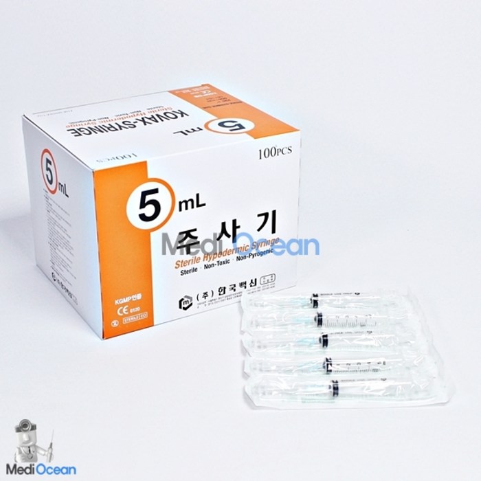 한국백신 일회용 주사기 5ml 23g 100p, 1개 대표 이미지 - 일회용 주사기 추천