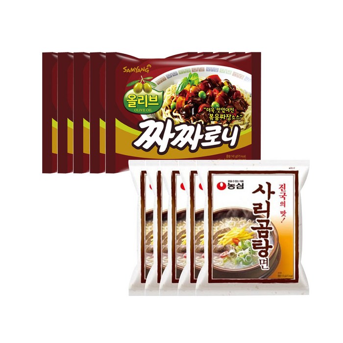 농심 사리곰탕면 5개 + 삼양 짜짜로니 5개, 1개 대표 이미지 - 구수한 라면 추천