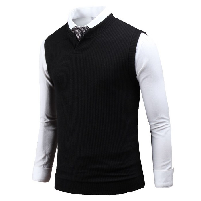 다꾸앙 남성용 오픈 트임넥 골지 니트조끼 ve1525 대표 이미지 - 여자 니트조끼 추천