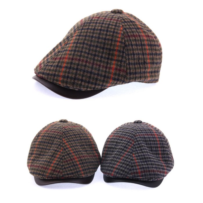 CH1411615 체크 패턴 모직 헌팅캡 셜록 홈즈 모자 도리구찌 겨울모자 따뜻해