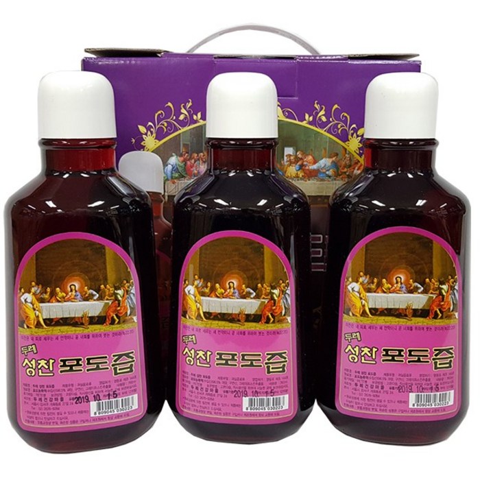 창조플러스몰 성찬포도즙 (1BOX 3병) 성찬포도주 성찬식 포도즙, 3개, 760ml 대표 이미지 - 편의점 와인 추천