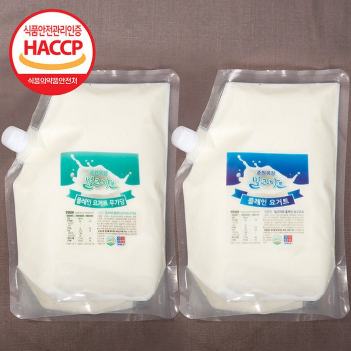 중원목장 수제요거트 플레인요거트 1000ml 2팩, 무가당 1000ml 1팩+가당 1000ml 1팩 대표 이미지 - 저지방 요거트 추천