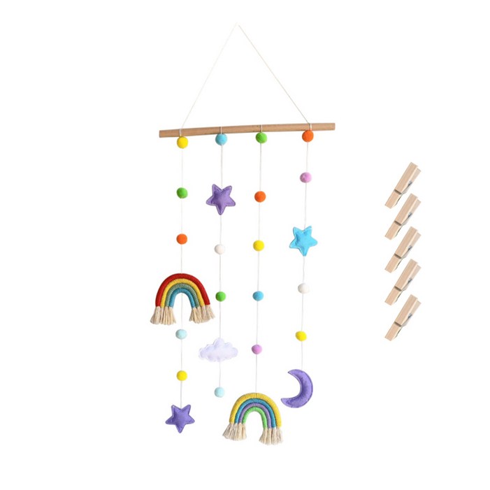 비솔 무지개 월행잉 사진 수납 정리대 + 집게 5p