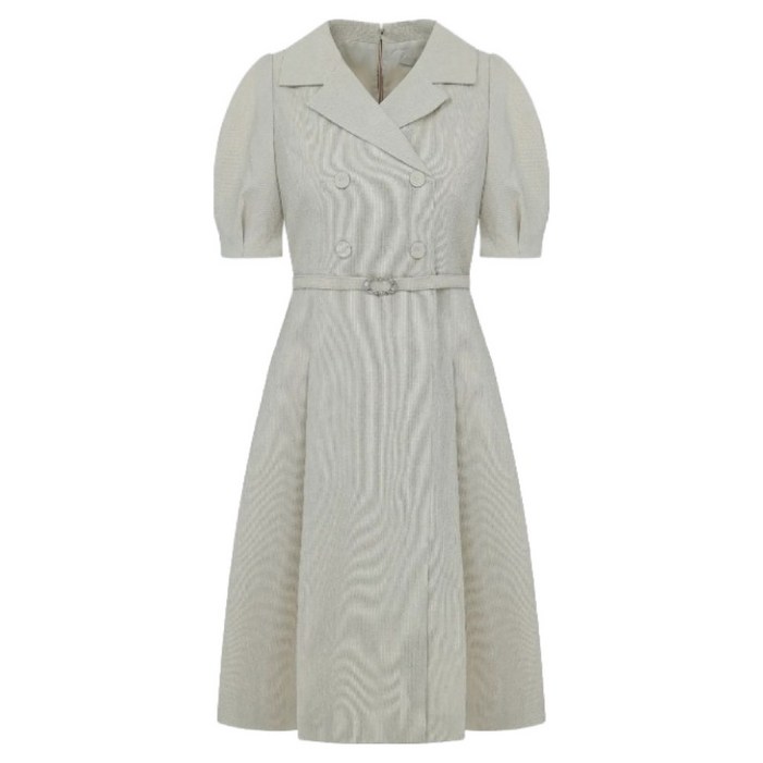 케네스레이디 여성용 멜란지 더블버튼 퍼프 원피스