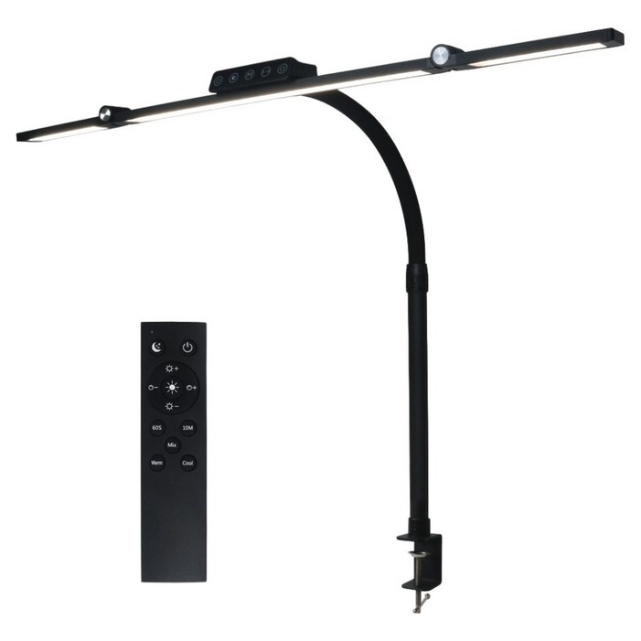루미라인 와이드 듀얼폴딩 클램프타입 리모컨 책상용 LED 스탠드 widefoldingdual, 블랙