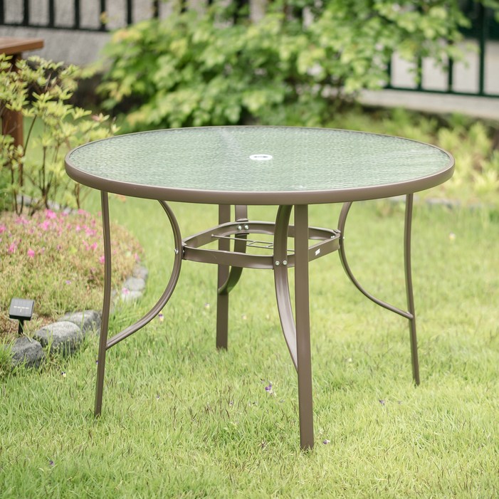 아웃네스트 야외 원형 철제 강화유리 테이블 1050, 혼합색상