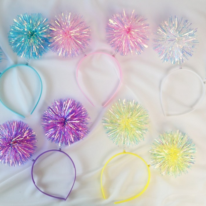 하이올렛 파티소품 응원용품 반짝이 수술 폭죽머리띠 5종