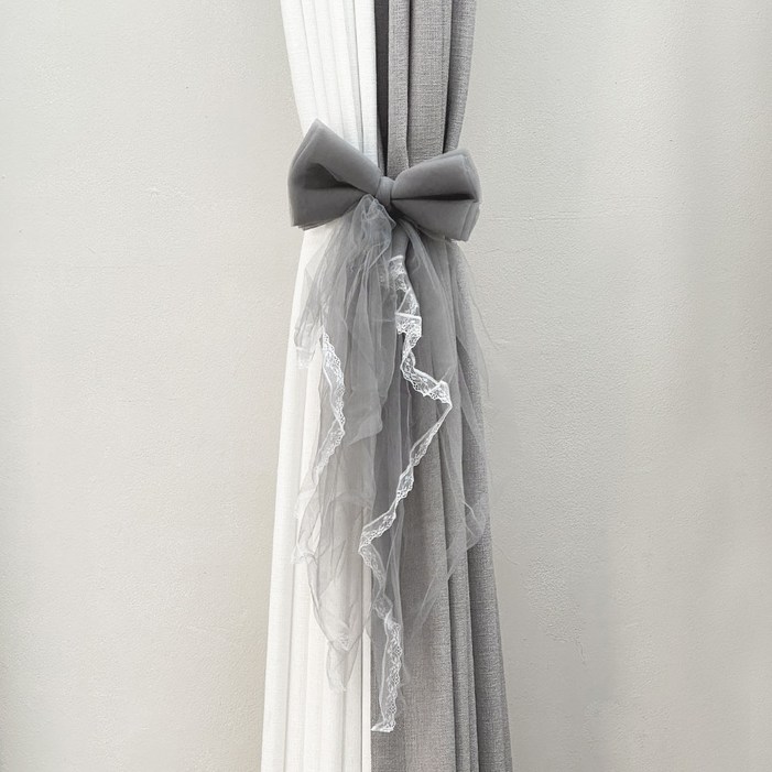 더원홈데코 레이스 리본 커튼 타이백 20 x 60 cm, 1개, 그레이