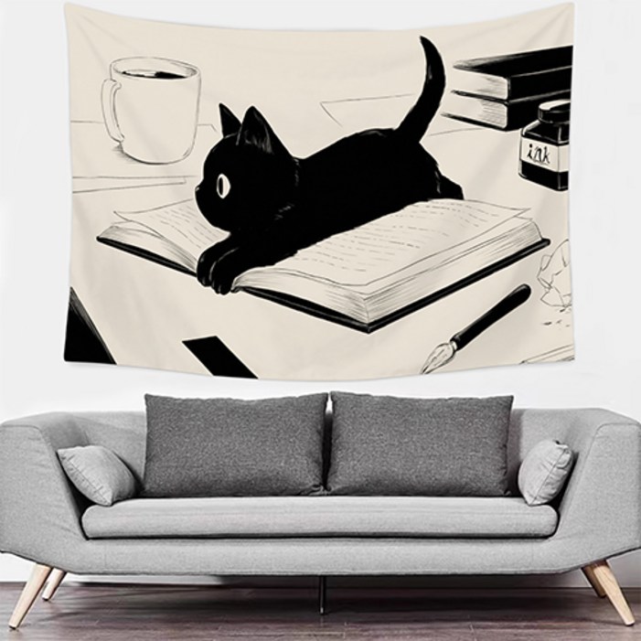 홈플로우 블랙캣 시리즈 인테리어 벽장식 태피스트리
