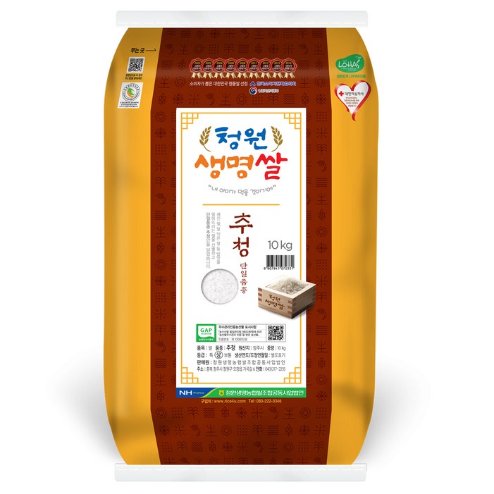 청원생명농협 청원생명쌀 추청, 1개, 10kg상등급 청원생명농협 청원생명쌀 추청, 1개, 10kg상등급