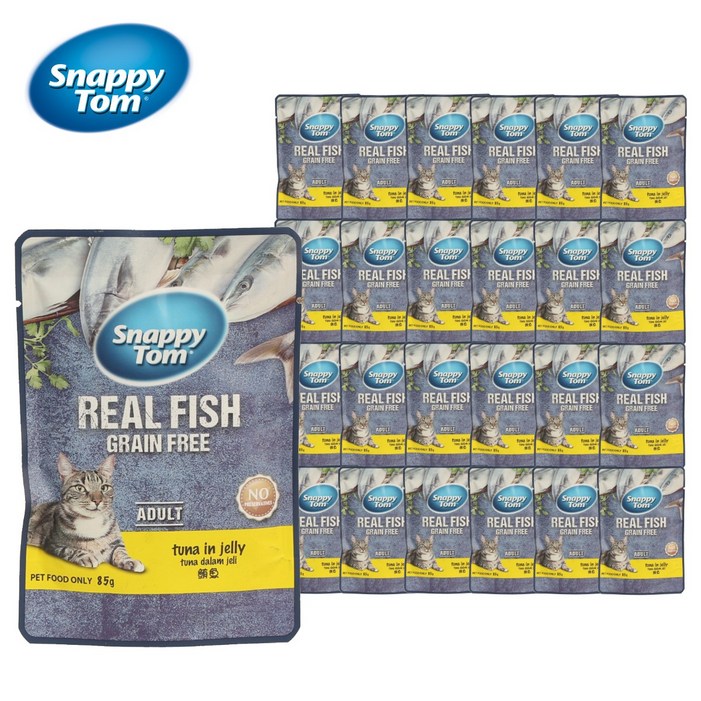 스내피톰 고양이 습식 주식 파우치 대용량, 85g, 24개, 혼합맛참치젤리