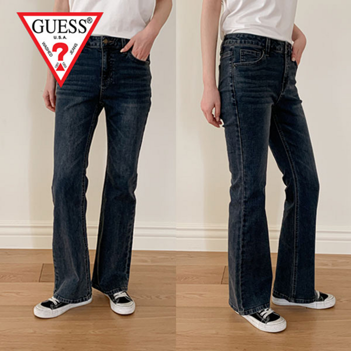 정품 게스 여성 부츠컷 청바지 스판 미디엄블루 사계절