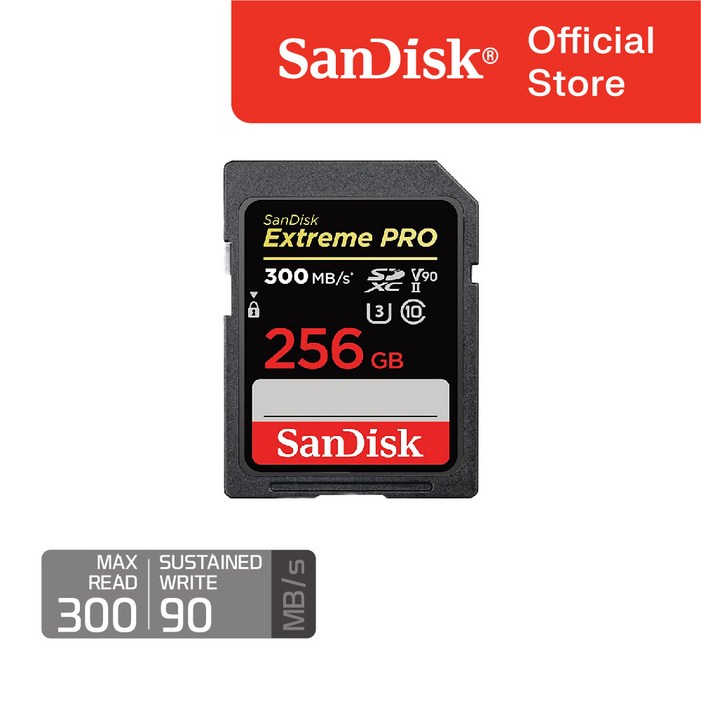 샌디스크 Extreme PRO SD Card V90, 300MBs 256GB, 1개 샌디스크 Extreme PRO SD Card V90, 300MBs 256GB, 1개