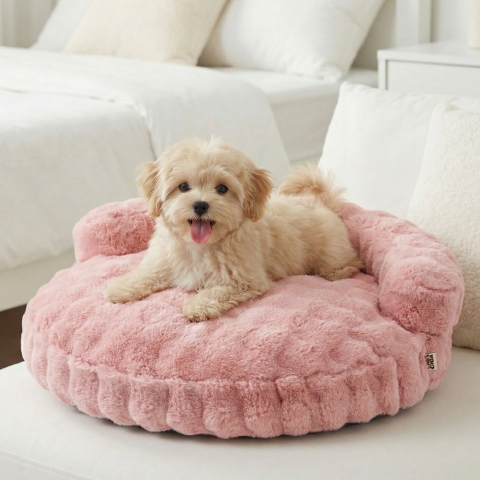 EHEYCIGA 부드러운 털감 강아지방석 방수미끄럼방지 강아지침대, 1개, 그레이핑크
