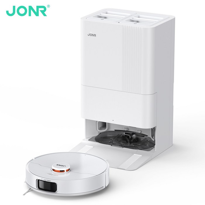 JONR 올인원 로봇청소기 확장형 엣지 물걸레 안티탱글브러쉬 8000pa 고온건조 클리닝스테이션 미홈앱
