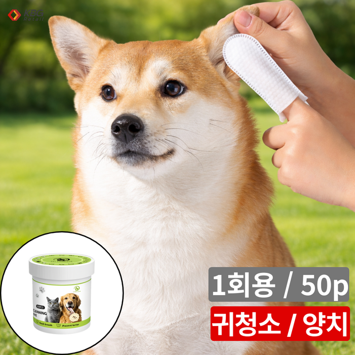 케이비지리테일 데일리어 강아지 귀청소 1회용 손가락 양치 칫솔 눈물닦이