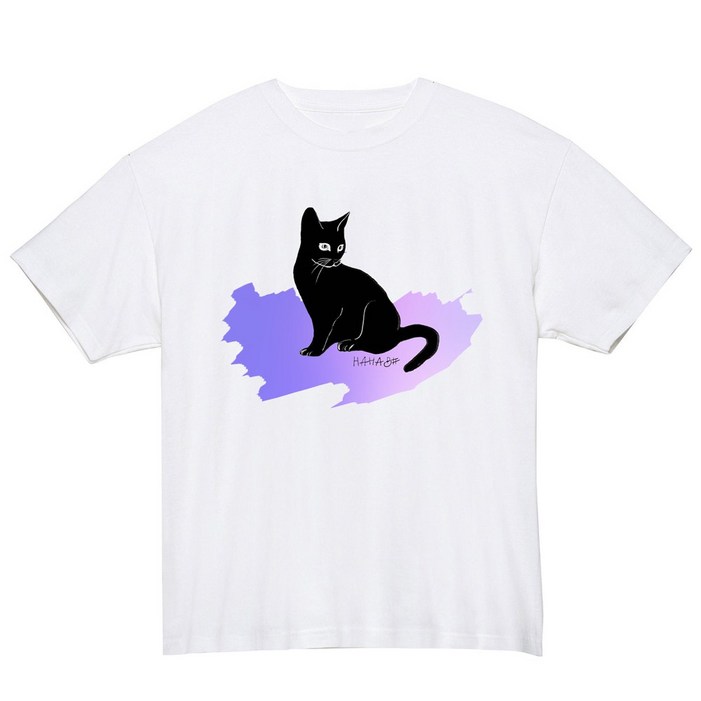 하하비샵 빅사이즈 남여공용 반팔 고양이 집사 야옹이 라운드 티셔츠