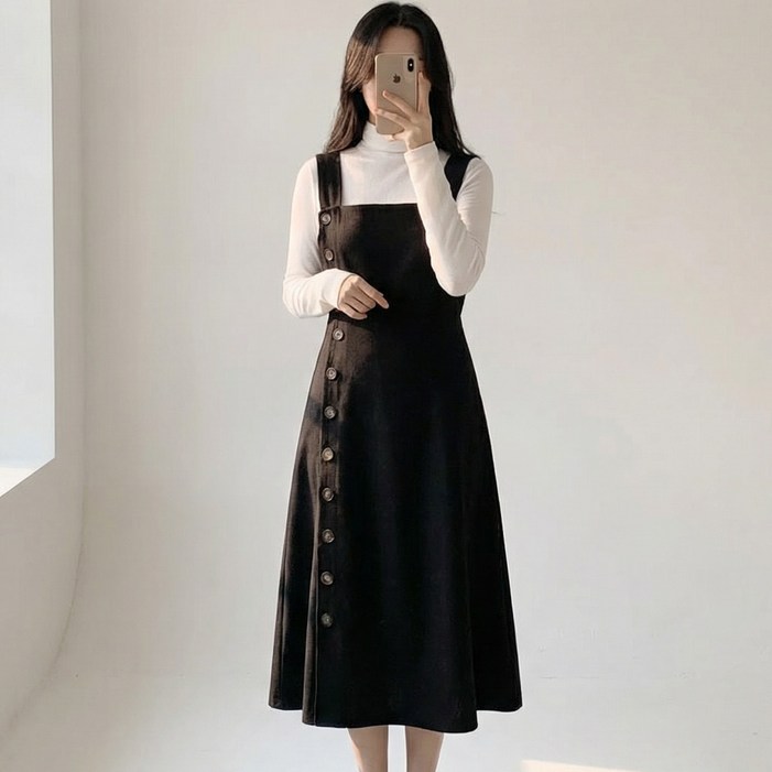 빅사이즈 여성 레이어드 원피스 D1171 언프레