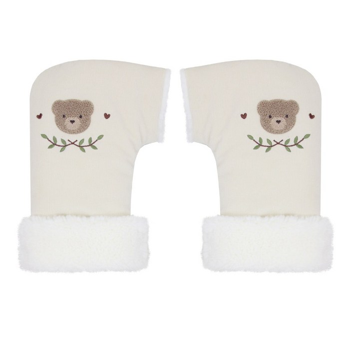 쿵스쿵스 킥보드장갑 유아 어린이 핸드워머 자전거 핸들커버 3중보온 트라이크 장갑, 크림 나의테디베어, 1개