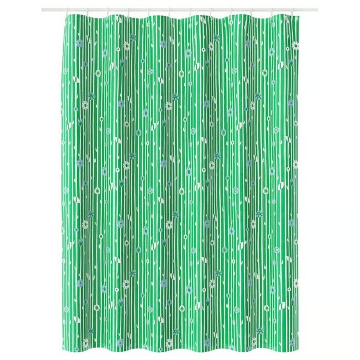 이케아 샤워커튼 그린 플로럴 패턴 180x200 볼부들레야