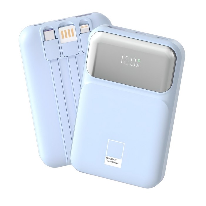 팬톤 PD 22.5W 초고속충전 대용량 케이블 일체형 미러 보조배터리 10000mAh PGB20, Ocean Breeze 팬톤 PD 22.5W 초고속충전 대용량 케이블 일체형 미러 보조배터리 10000mAh PGB20, Ocean Breeze
