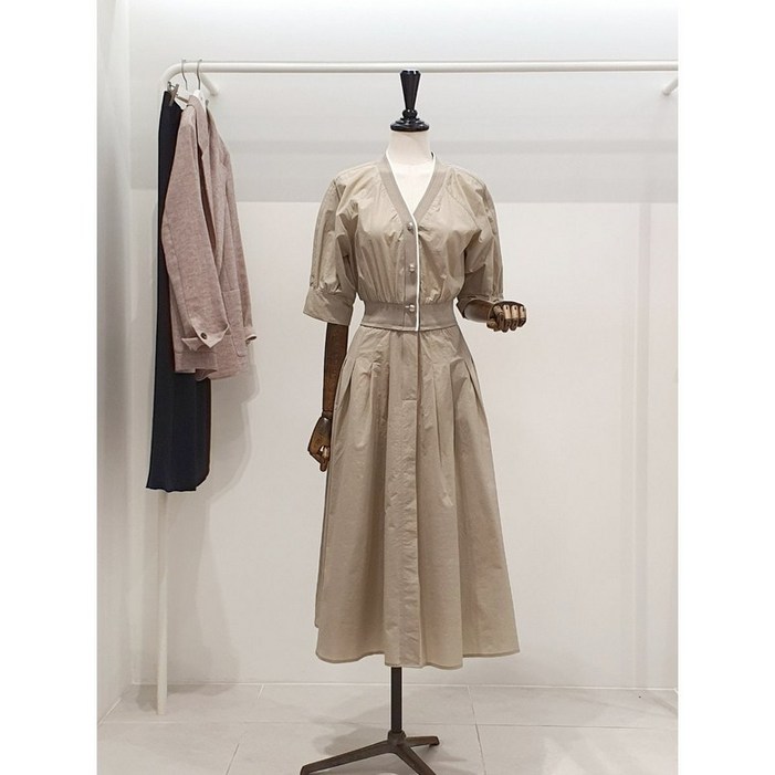 ZOOC zooc 주크 브이넥 허리밴딩 원피스 V252PSE937