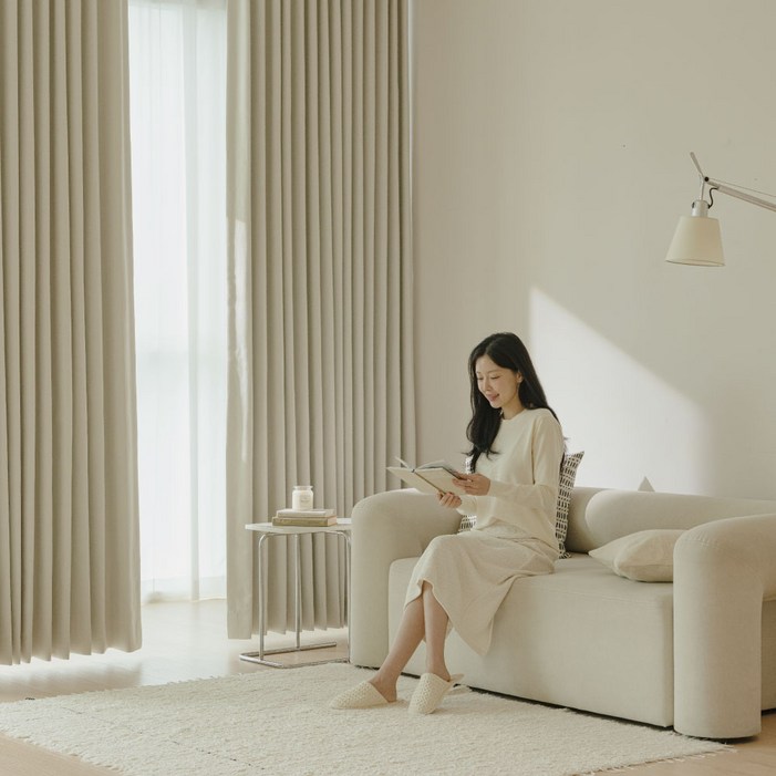 밀리무드 100 빛차단 깊은잠 암막커튼 2p  커튼끈 2p 아일렛