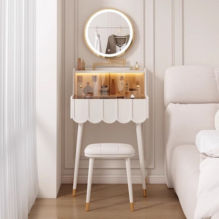 소형 화장대 세트 LED 서랍형 정리대 공주 저렴한 원룸 미국식 침실