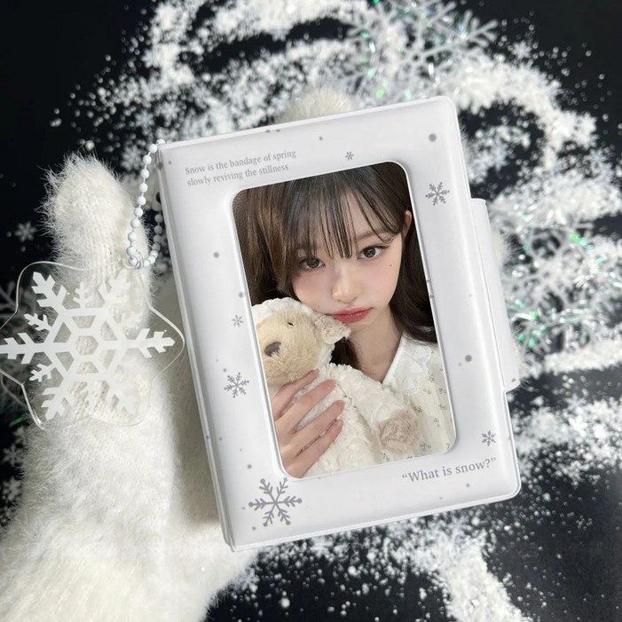 아이돌 포토카드 보관함 영화 포토카드 보관함 인스탁스 미니 포토앨, 제2면 하얀 눈꽃 카드 지갑내지 20매 포함, 1매