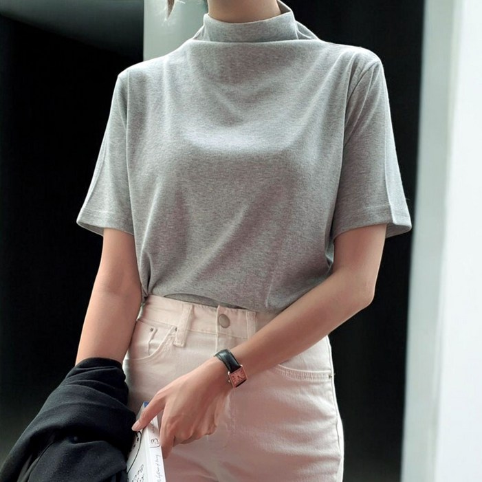 LBRAND 세련된 이지 반팔 반목 폴라티