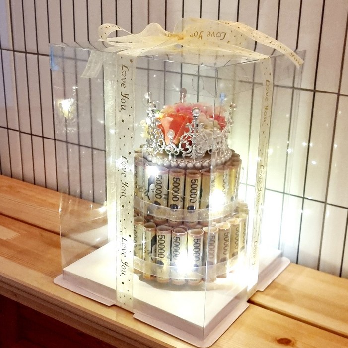 셀비아 용돈케이크 돈케이크 용돈이벤트 생신 생일 기념일 부모님 선물, 1개, 핑크