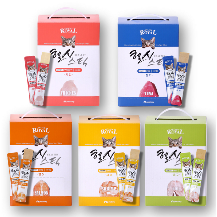 어드밴스 로얄 헬시 스틱 100p 짜먹는 고양이 간식, 헬시스틱 새우 100p, 90g, 1개