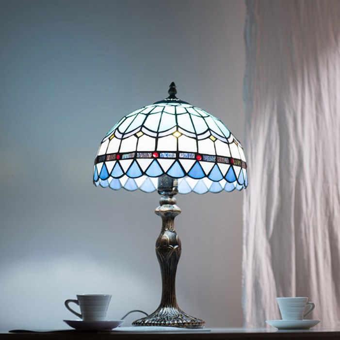 아토조명 스테인드글라스 빈티지 레트로 단스탠드 무드등, 블루