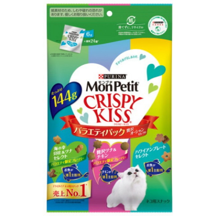 AMZ 몬페티 크리스피키스 고양이용스낵 버라이어티팩 144g 2개 세트